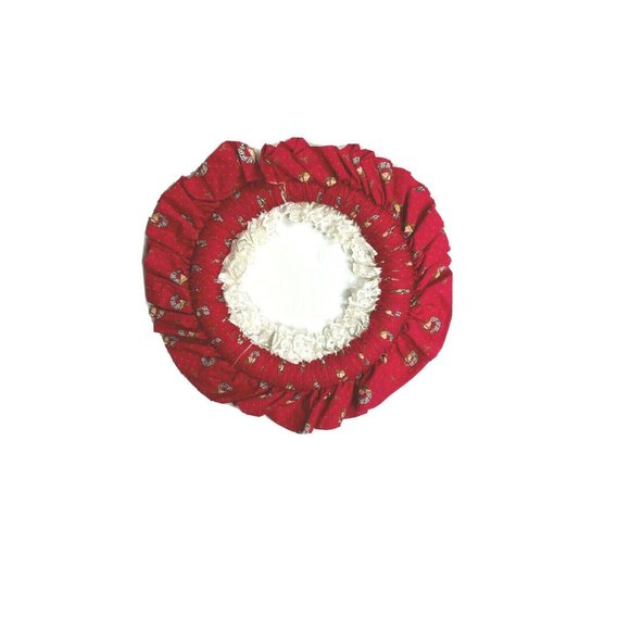 Vintage 1970s Holiday Wreath Christmas Red Ruffled Handmade Wamsutta Door HTF - Picture 6 of 6